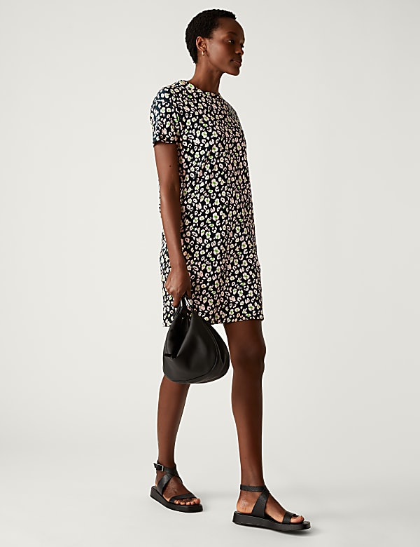 Pure Cotton Printed Mini T-Shirt Dress
