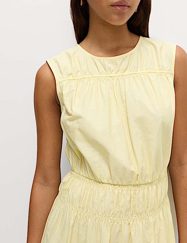 Pure Cotton Frill Hem Midaxi Waisted Dress - IT