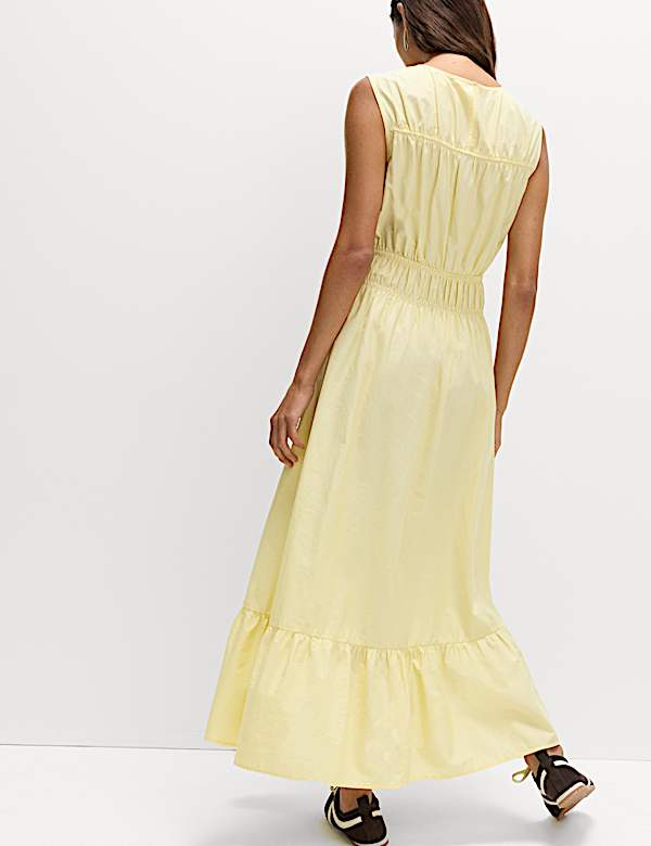 Pure Cotton Frill Hem Midaxi Waisted Dress - IT