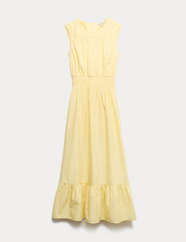 Pure Cotton Frill Hem Midaxi Waisted Dress - IT