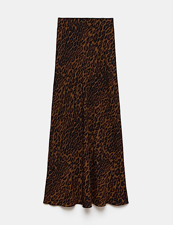 Leopard Print Elasticated Waist Maxi Slip Skirt - JP