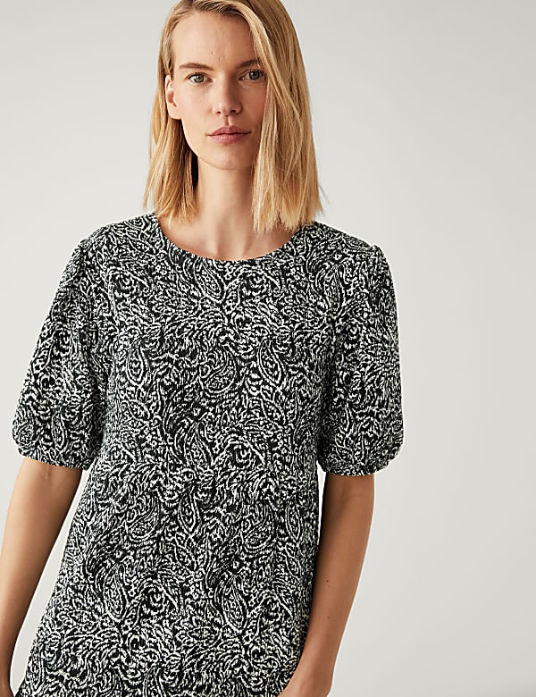 Jersey Printed Textured Tiered Dress