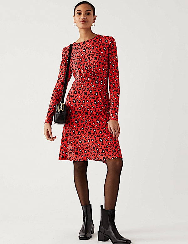 Jersey Printed Mini Skater Dress