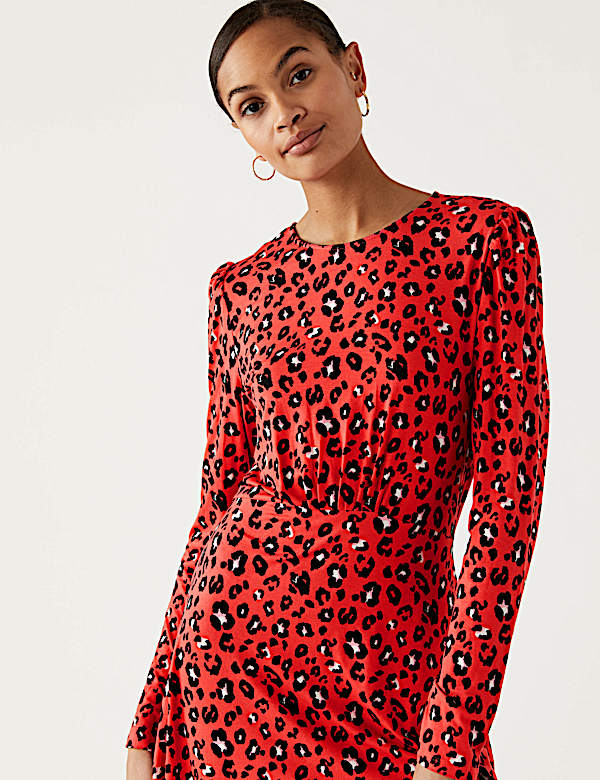 Jersey Printed Mini Skater Dress