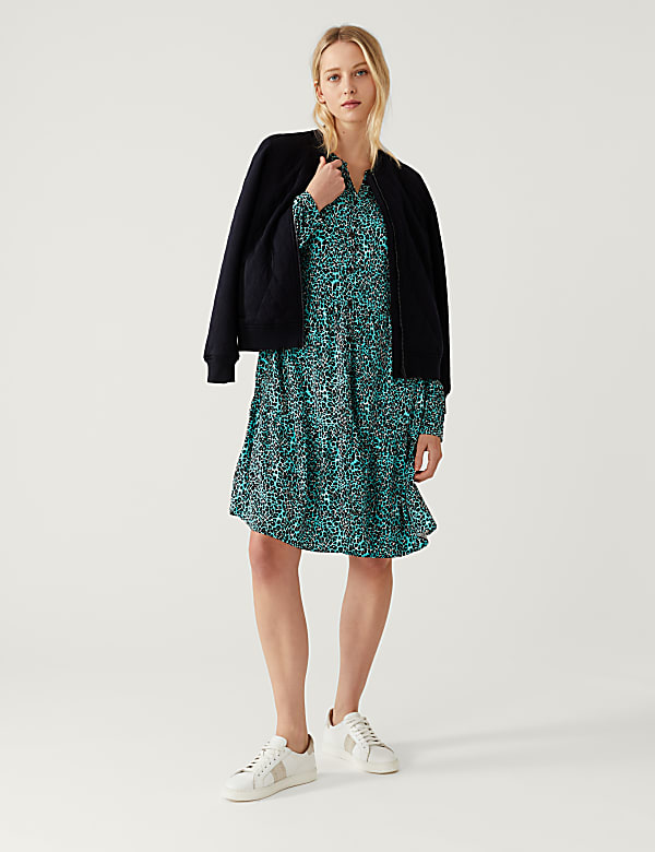 Printed Knee Length Shirt Dress