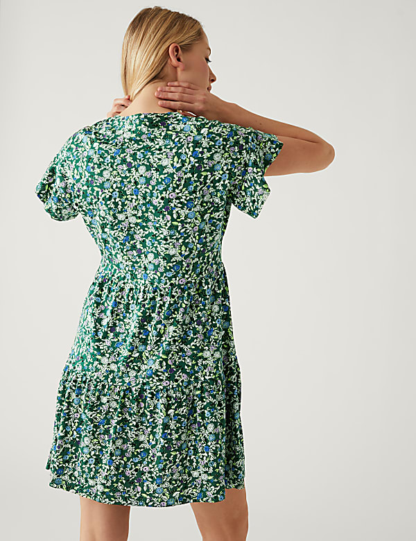 Pure Cotton Printed Mini Tiered Dress