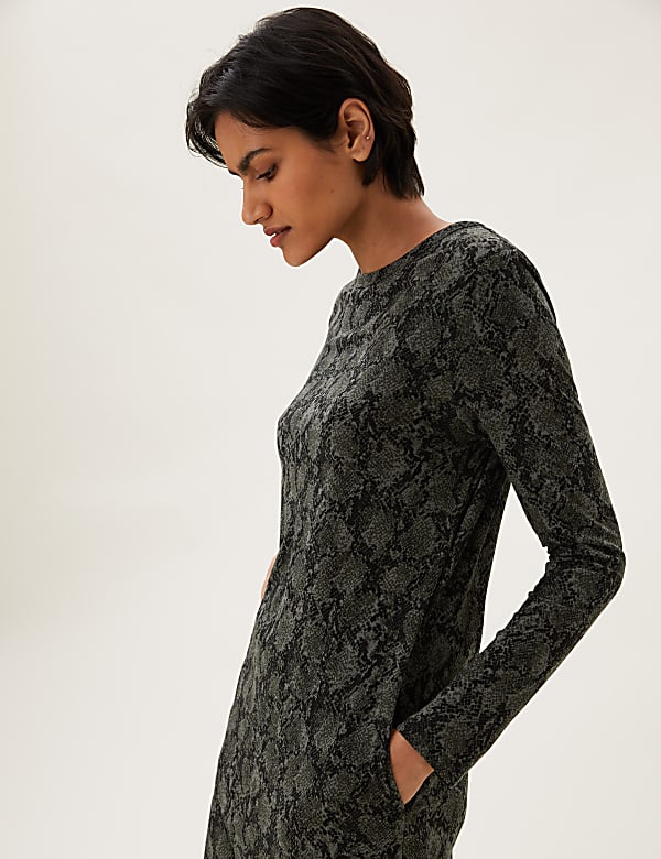 Jersey Animal Print Mini T-Shirt Dress