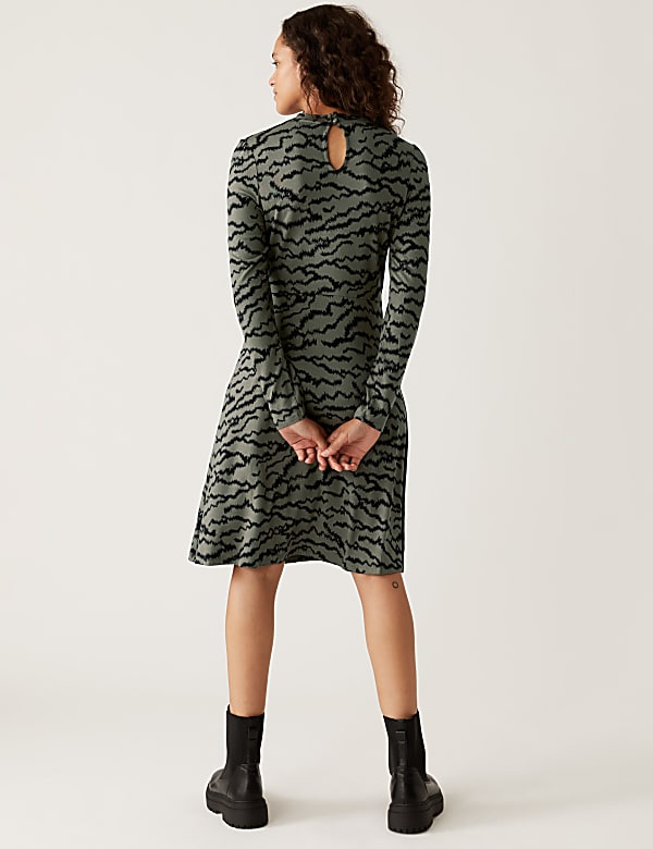 Jersey Printed High Neck Skater Dress