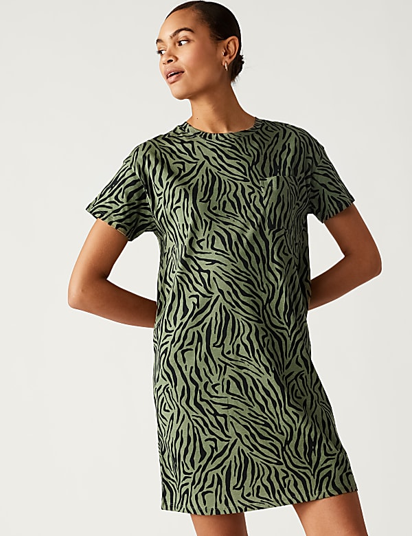 Pure Cotton Printed Mini T-Shirt Dress