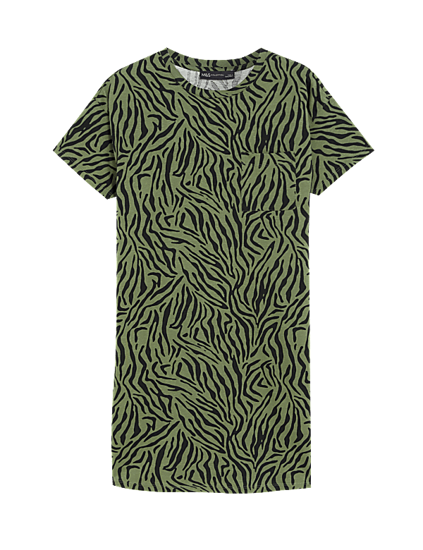 Pure Cotton Printed Mini T-Shirt Dress
