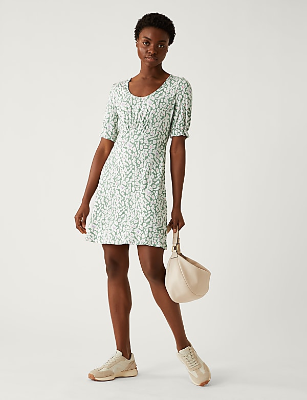 Buy Jersey Printed Scoop Neck Mini Skater Dress at Marks Spencer