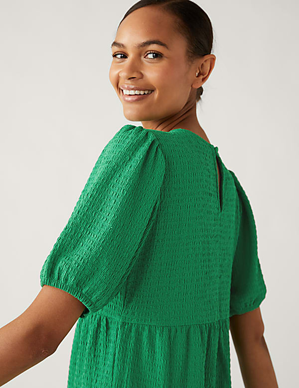 Jersey Textured Knee Length Tiered Dress
