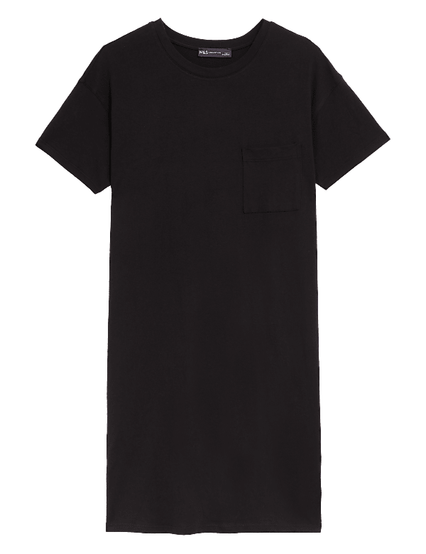 Pure Cotton Round Neck Mini T-Shirt Dress