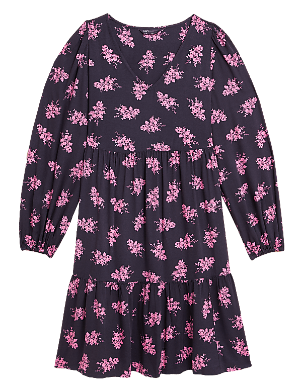 Woven Floral V-Neck Relaxed Mini Dress