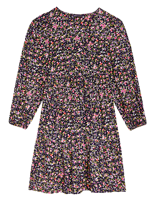 Woven Floral V-Neck Relaxed Mini Dress