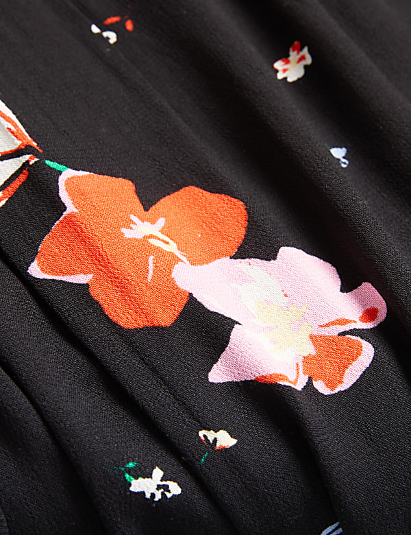 Floral Tie Detail Midaxi Tiered Dress