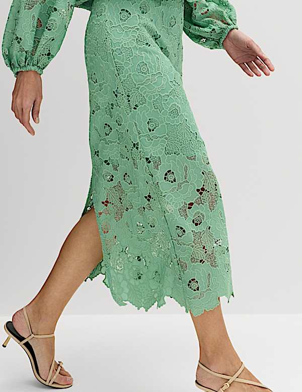 Rok Pensil Midi Detail Cutwork Renda - ID