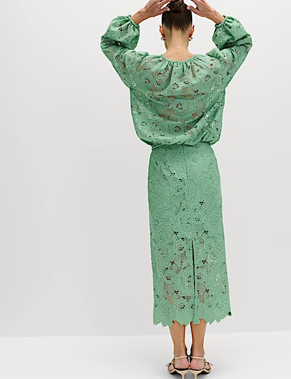 Rok Pensil Midi Detail Cutwork Renda - ID