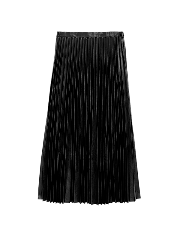 Leather Look Pleated Maxi Skirt