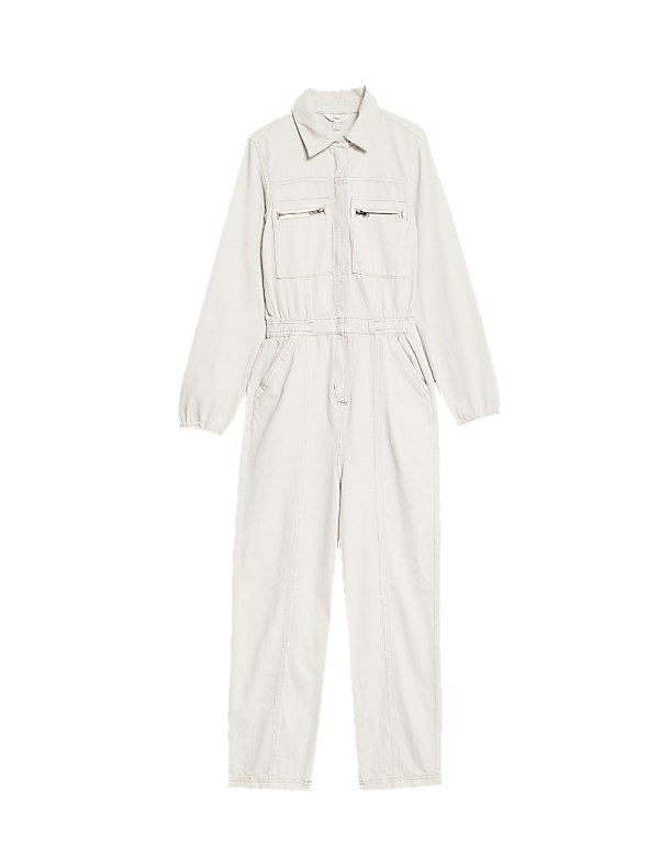 Denim Long Sleeve Utility Jumpsuit