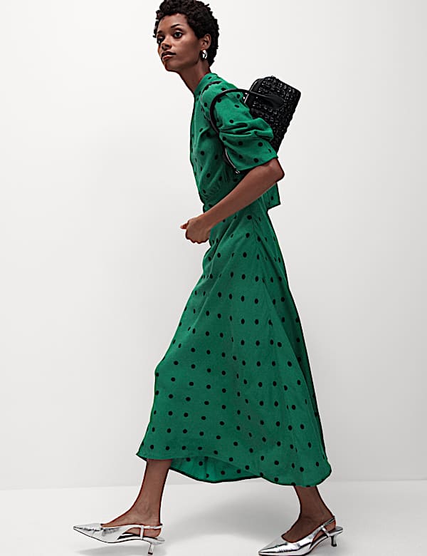 Printed High Neck Midaxi Tea Dress - NZ