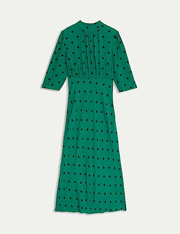 Printed High Neck Midaxi Tea Dress - NZ