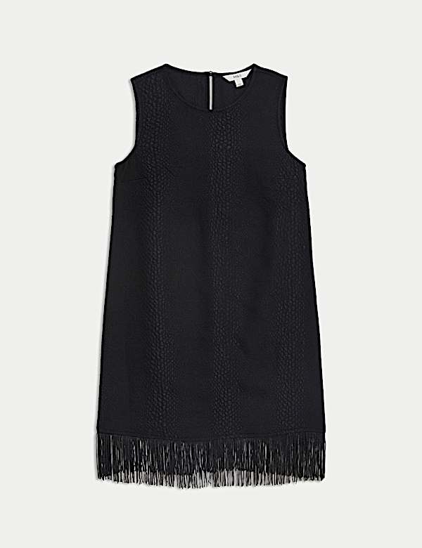 Fringe Hem Mini Shift Dress - CZ