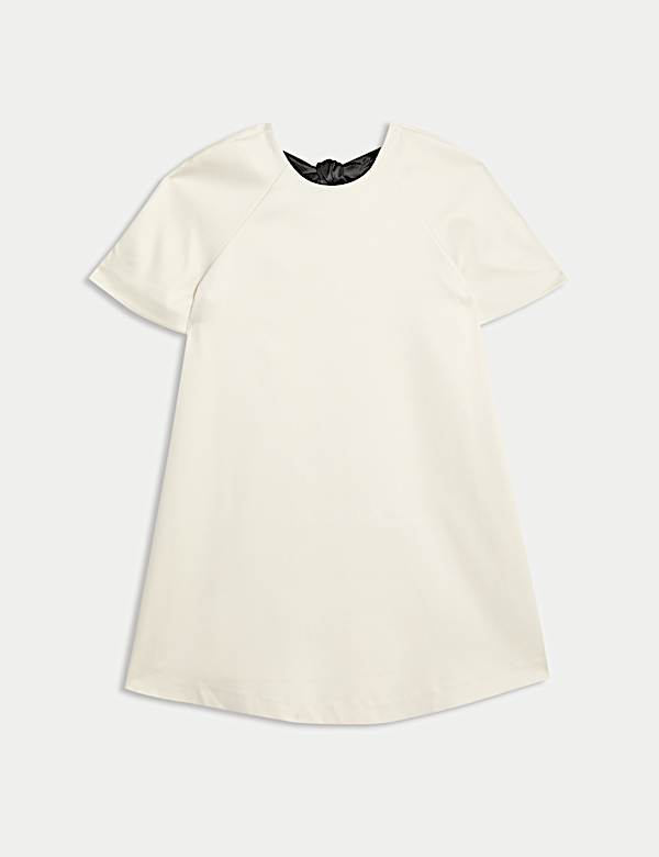 Robe tube coupe courte &agrave; d&eacute;tail n&oelig;ud et encolure ronde - CA