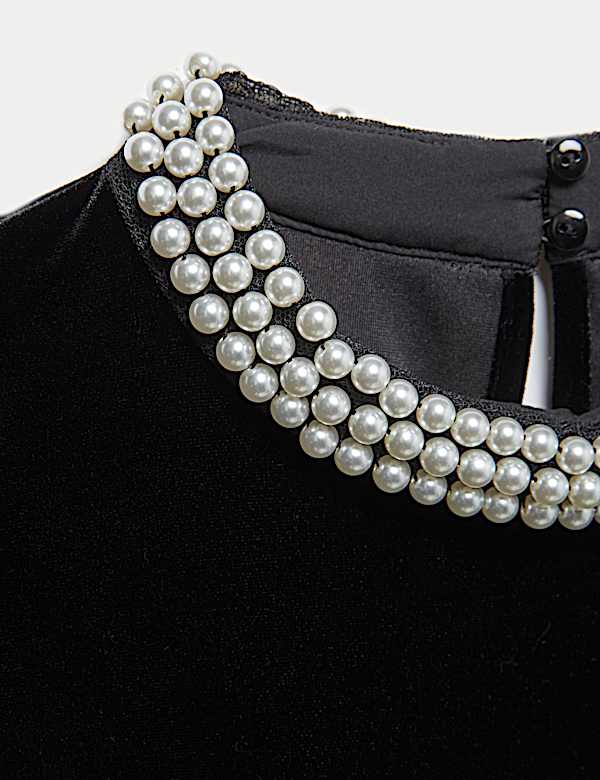 Velvet Collared Mini Column Dress