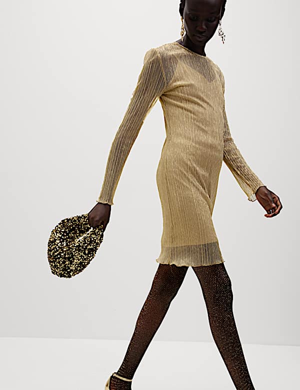 Robe coupe mini et droite en lurex scintillant - LU