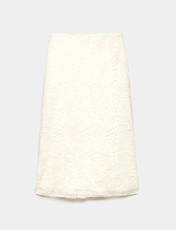 Jupe midi coupe &eacute;vas&eacute;e &agrave; motif textur&eacute; - BE