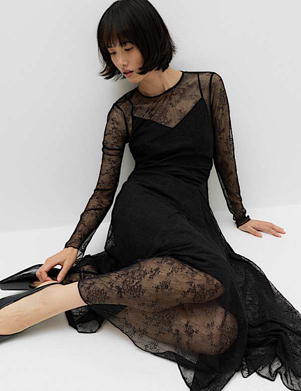 Lace Midaxi Skater Dress - JE