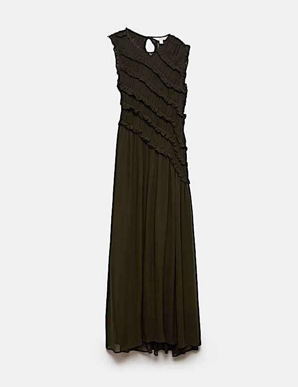 Chiffon Ruffle Detail Maxi Dress
