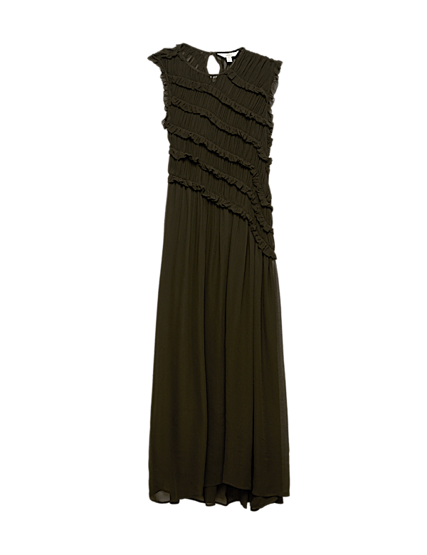 Chiffon Ruffle Detail Maxi Dress