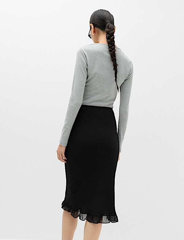 Chiffon Knee Length Slip Skirt - BE