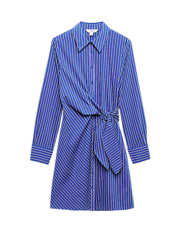 Cotton Rich Striped Mini Shirt Dress