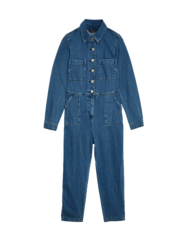 Buy Denim Button Front Long Sleeve Jumpsuit at Marks Spencer
