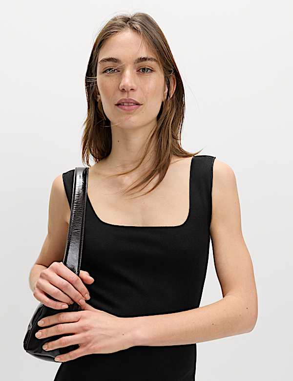 Jersey Square Neck Midi Bodycon Dress - IT