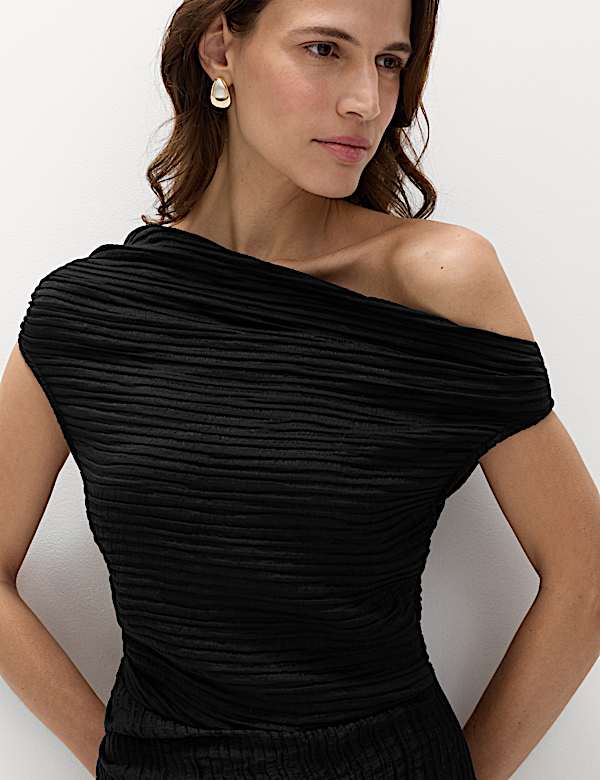 Midi-Slipdress mit hohem Lyocell-Anteil und drapiertem Plissee - AT