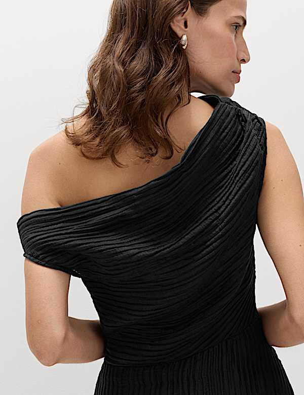 Midi-Slipdress mit hohem Lyocell-Anteil und drapiertem Plissee - AT