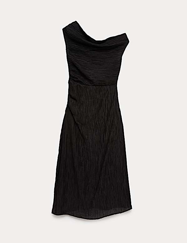 Midi-Slipdress mit hohem Lyocell-Anteil und drapiertem Plissee - AT