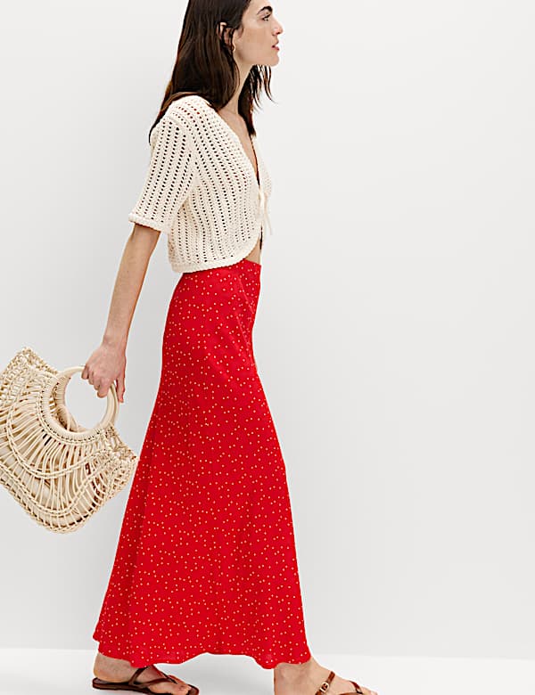 Printed Midi Slip Skirt - FI