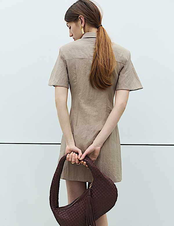 Button Through Mini Shirt Dress - JE