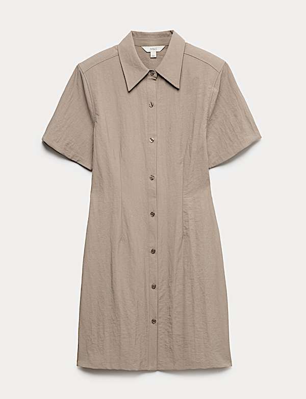 Button Through Mini Shirt Dress - JE