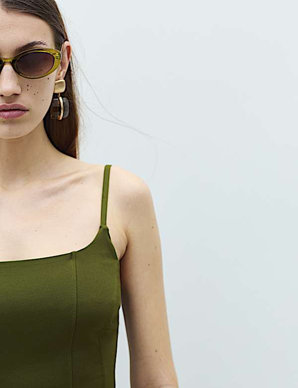 Square Neck Bubble Hem Midaxi Skater Dress - JP