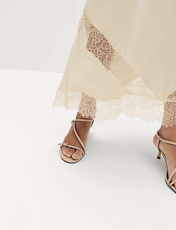 Satin Lace Insert Midaxi Slip Skirt - CY