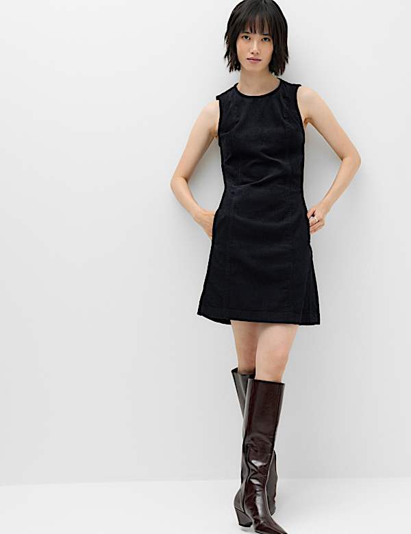 Cord Mini Shift Dress - AL