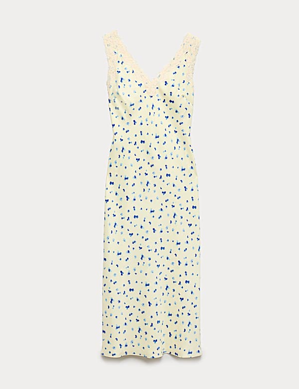 Midi-Tr&auml;gerkleid mit Blumenspitze aus Satin - DE