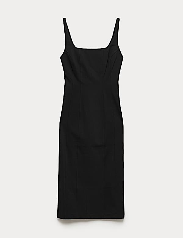 Midi bodycon jurk van jersey met vierkante halslijn en paneeldetails - NL