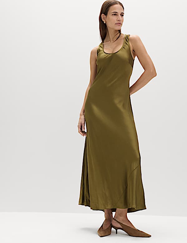 Satin Scoop Neck Midaxi Slip Dress | SAGE | Dresses | M&S AU